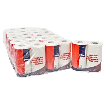 210050: Papier toilette traditionnel - tissu pur - 2 plis - 200 coupons - gaufré - BLANC - 48 rouleaux (12x4)
