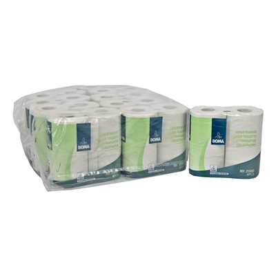 213060: Papier toilette traditionnel - tissu recyclé - 2 plis - 400 coupons - gaufré - BLANC - 40 rouleaux (10x4)