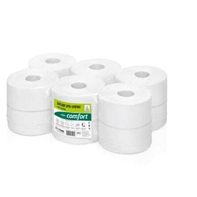 213180W: Jumbo One Papier Toilette - Centerfeed - tissu recyclé - 2 plis - 180 m - 720 feuilles - gaufré - BLANC - 12 rouleaux