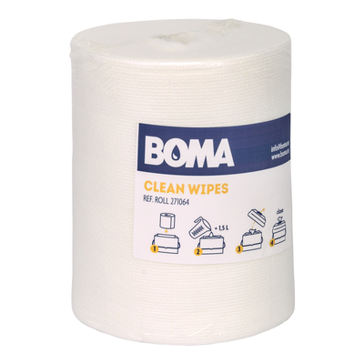 271064: Rouleau Clean Wipes - 18.5 x 19 cm - BLANC - 250 pièces par rouleau