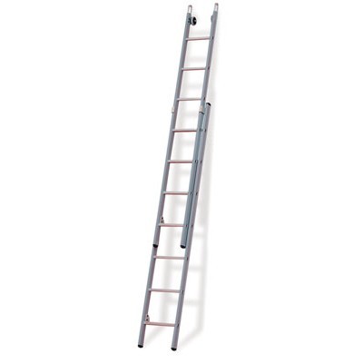 662210: Échelle laveur de vitres 2 éléments avec base droite - 2 x 10 marches - 3,85/6,65 m - 18 kg - distance de l"échelon 35 cm