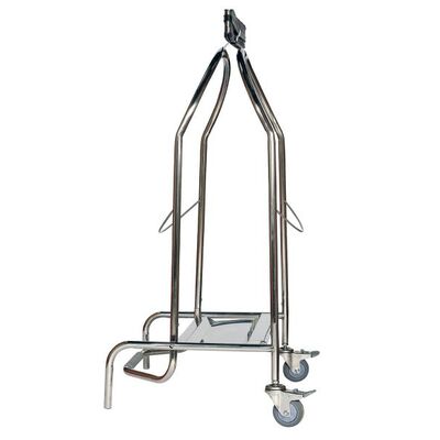 610312: Porte-sac à pince en acier inoxydable - avec pédale - 2 roues - 110 l