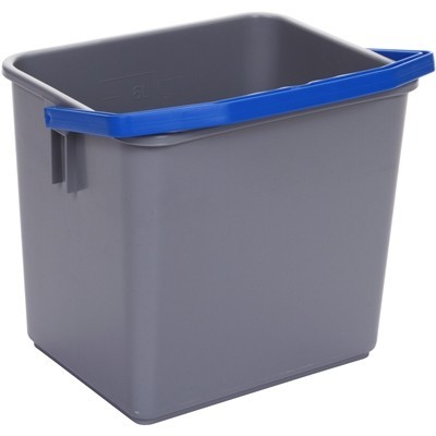 722000: Seau - 6 l - GRIS - anse BLEUE