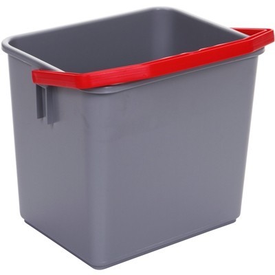 722000: Seau - 6 l - GRIS - anse ROUGE