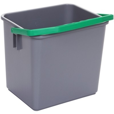 722000: Seau - 6 l - GRIS - anse VERTE