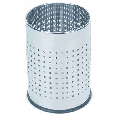 748060: Corbeille à papier perforée ronde en inox brillant - 10 l