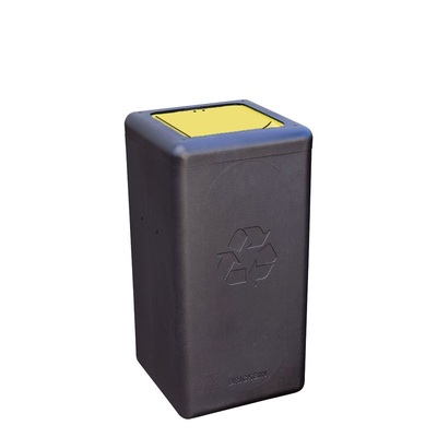 750109: Bomabin Select Brick - 65 l - NOIR - couvercle fermé JAUNE
