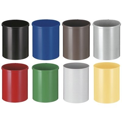 750215K: Corbeille à papiers en métal COLORE - 15L (brun, gris, blanc, rouge, bleu, vert, jaune, argent ou noir - à préciser lors de la commande)