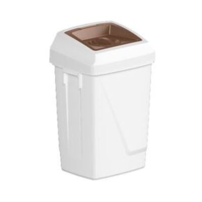 750430: Bomabin Select Fit - 50 l - BLANC - couvercle rond fermé MARRON