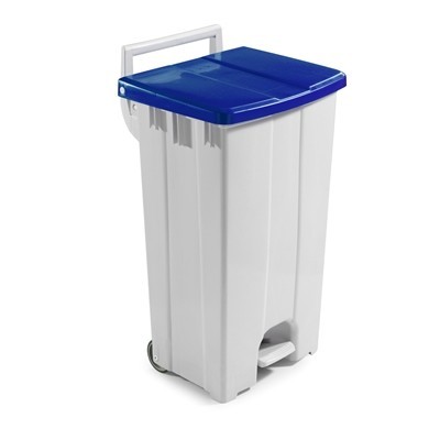 751470: Bomabin Select Pedal Classic - 90 l - BLANC - couvercle BLEU