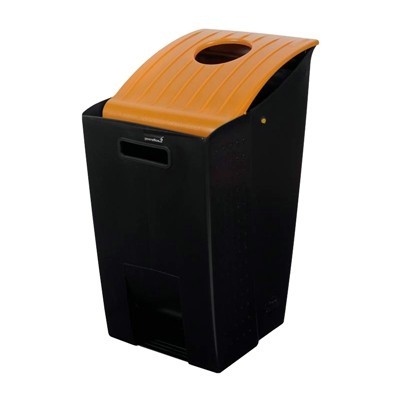 754400: Corbeille noire R14000 couvercle orange avec orifice