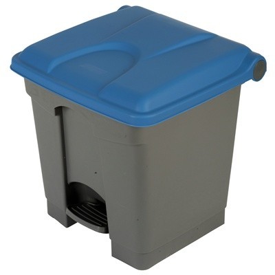 755419: Poubelle à pédale "Color" - 30 l - GRIS - couvercle BLEU