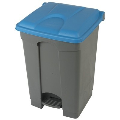 755429: Poubelle à pédale "Color" - 45 l - GRIS - couvercle BLEU