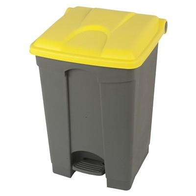 755431: Poubelle à pédale "Color" - 45 l - GRIS - couvercle JAUNE