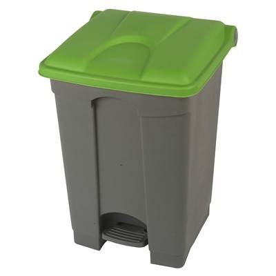 755432: Poubelle à pédale "Color" - 45 l - GRIS - couvercle VERT