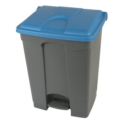 755439: Poubelle à pédale "Color"- 70 l - GRIS - couvercle BLEU