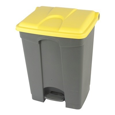 755441: Poubelle à pédale "Color" - 70 l - GRIS - couvercle JAUNE