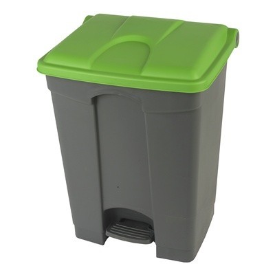 755442: Poubelle à pédale "Color" - 70 l - GRIS - couvercle VERT