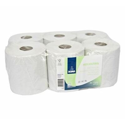 773004W: Midi Centerfeed Multirol - tissu recyclé - 1 pli - 300 m x 19,5 cm - BLANC - 6 rouleaux