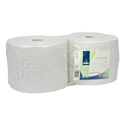 774008: Maxi Multirol - tissu recyclé - 2 plis - 555 m x 25 cm - BLANC - 2 rouleaux