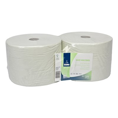 774008: Maxi Multirol - tissu pur - 1 pli - 1000 m x 23 cm - BLANC - 2 rouleaux