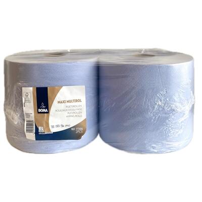 774008: Maxi Multirol - tissu recyclé - 2 plis - 370 m x 23.6 cm - BLEU - 2 rouleaux