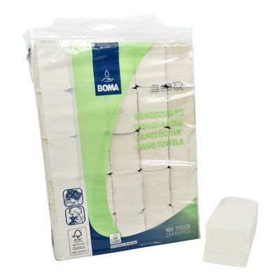 773228: Essuie-mains Multifold - tissu recyclé - 2 plis - 24 x 21 cm - BLANC - 3750 pièces (25x150)