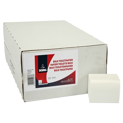 773797: Papier toilette Bulk - tissu pur - 2 plis - 250 coupons - BLANC - 36 liasses
