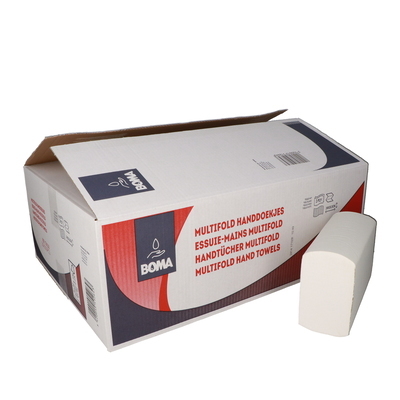 774228W: Essuie-mains Multifold - tissu pur - 2 plis - BLANC - 4000 pièces (20x200) (276620)