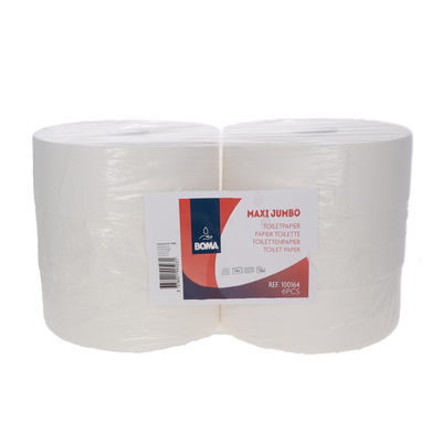 Maxi Jumbo Toiletpapier - zuiver tissue - 2 laags - 350 m - WIT - 6 rollen
