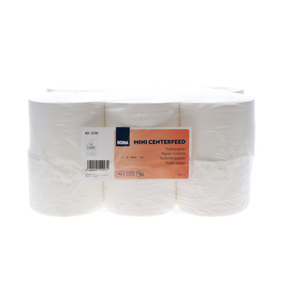 Mini Toiletpapier - Centerfeed - zuiver tissue - 2 laags - 110 m - WIT - 12 rollen