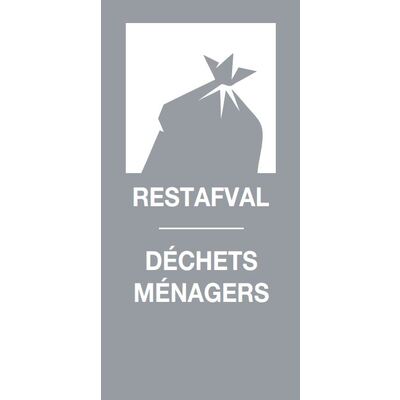 Sticker magnétique DECHETS RESIDUELS - 9 x 18 cm - GRIS