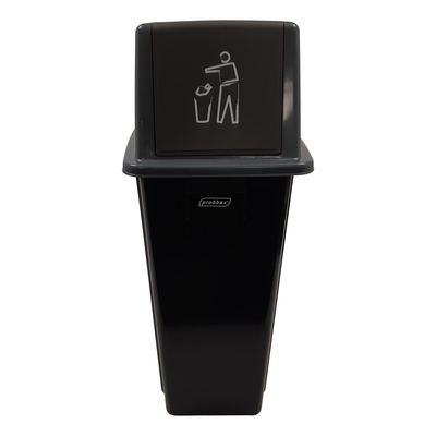Bomabin Select Dome avec couvercle "push" - 60 l - NOIR - couvercle GRIS