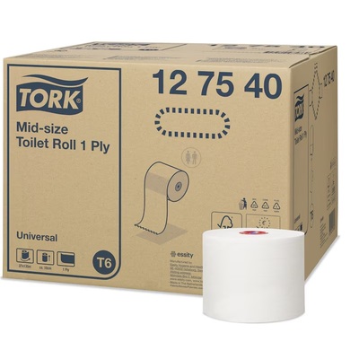 Tork Universal Mid-size toiletpapier - 1 laags - 135 m x 9,9 cm - 27 rollen - WIT - 127540