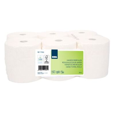 Handdoekrol - recycled tissue - 2-laags - 150 m x 20 cm - WIT - 6 rollen