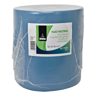 Maxi Multirol - tissu pur - 3 plis - 400 m x 37 cm - BLEU - 1 rouleau