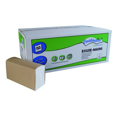 Essuie-mains Multifold - tissu pur - 2 plis - 24 x 21 cm - BLANC - 3750 pièces (25x150)