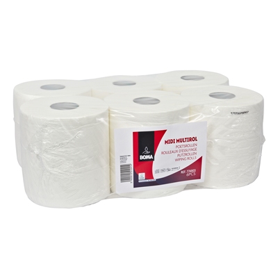 Midi Multirol - tissu pur - 2 plis - 160 m x 20 cm - BLANC - 6 rouleaux
