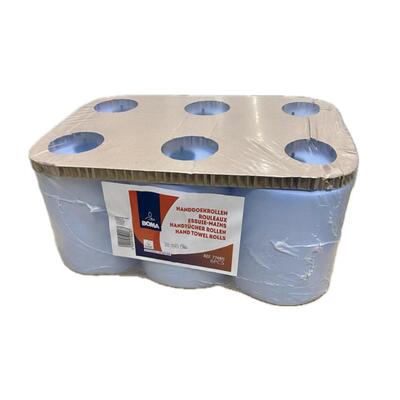 Handdoekrol - zuiver tissue - 2 laags - 150 m x 21 cm - BLAUW - 6 rollen