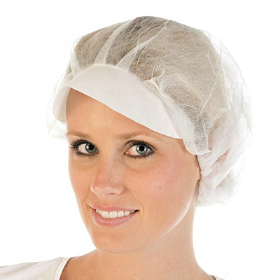 Hair net with peak - WHITE - pack of 100