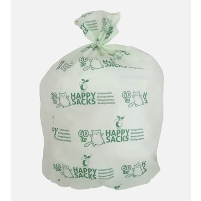 1007833: Sac poubelle bio - 93.5 x 115 cm - 120 l - Happy Sacs - carton de 150 pièces