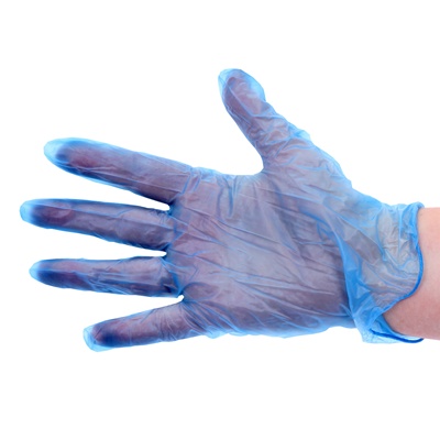 119357: Gants à usage unique en vinyle - non poudrés - BLEU - 100 pièces - MEDIUM