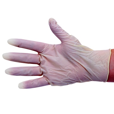 783086: Gants à usage unique en latex - non poudrés - BLANC - 100 pièces - EXTRA LARGE