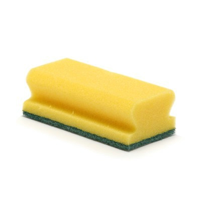 130491: Éponge à récurer avec poignée - 13 x 7 cm - JAUNE/VERT