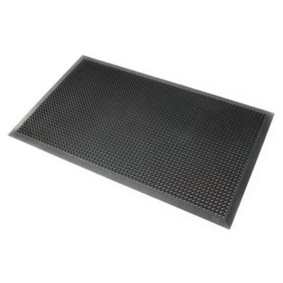 190781: Tapis alvéolé en caoutchouc avec bord 12,5 mm - 90 x 150 cm - GRIS