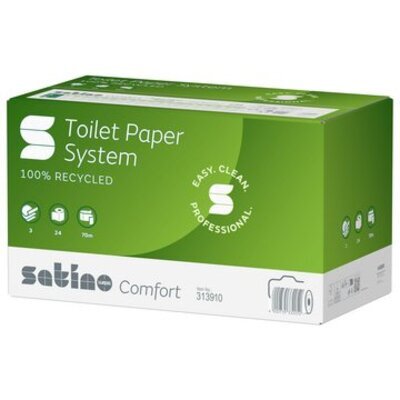 213070: Papier hygiénique System avec bouchons - papier recyclé - 3 plis - 70 m / 507 feuilles - BLANC - 24 rouleaux