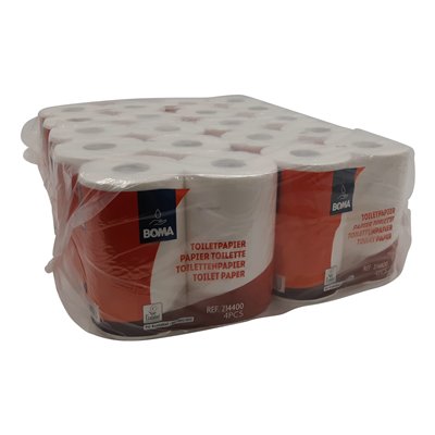 214400: Papier toilette traditionnel - tissu pur - 2 plis - 400 coupons - gaufré - BLANC - 40 rouleaux (10x4)