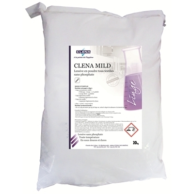 300250: CLENA Mild - lessive poudre atomisée tout textiles sans phosphate - 20 kg
