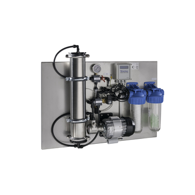 550511: SRO-150 systme de filtration d"osmose
- production 150L/h selon filtration  membrane
- controle de qualit permanente 
- montage murale 

Infrastructure  prvoir dans un rayon de +/- 3 m
- pris de corant 230
- robinet d"eau potable avec fil exterieure
- point d"vacutation eau rsiduelle ( tuyau 40mm ou sterfput, .... )
