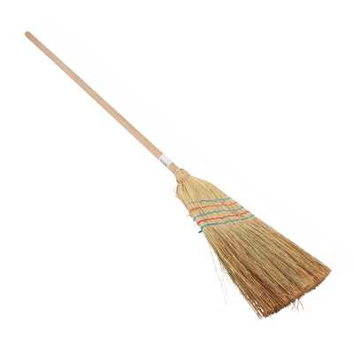 600113: Balai paille de riz - 5 fils - avec manche en bois